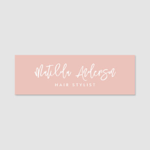 Porte-nom Écriture minimaliste moderne rose