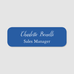 Porte-nom Écriture professionnelle minimaliste Nom bleu