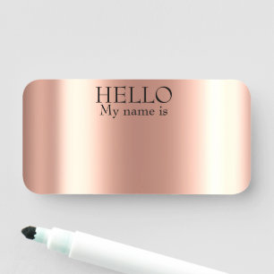 Porte-nom Effacement sec réutilisable Hello Rose Gold Metal 