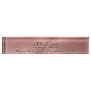 Porte-nom Effet de cuir rose Attorney Luxury avec slogan