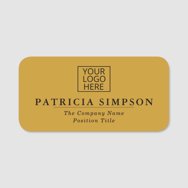 Porte-nom Elégance jaune et noir moutarde : Ajouter logo, ti (Devant)