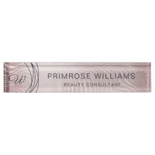 Porte-nom Élégant Abstrait Glam Rose Gold Luxury Monogramm