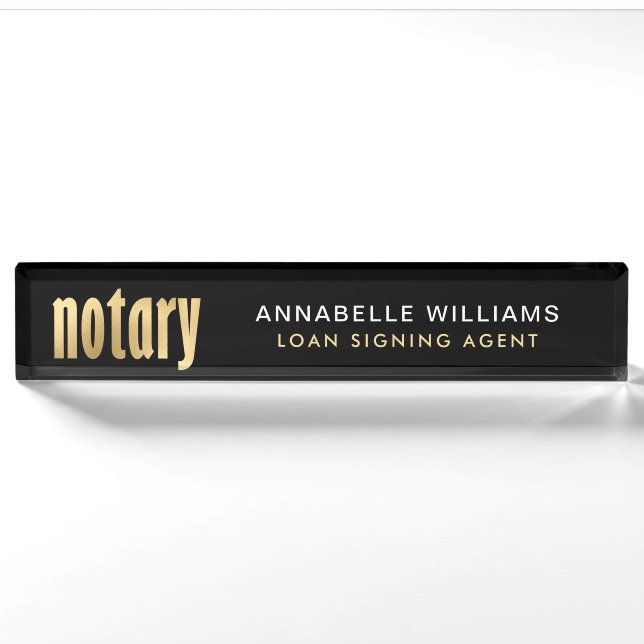 Porte-nom Élégant Agent de prêt Notaire Or  (Devant)