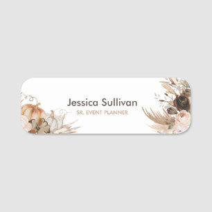 Porte-nom Elégant aquarelle automne floral classique nom bal