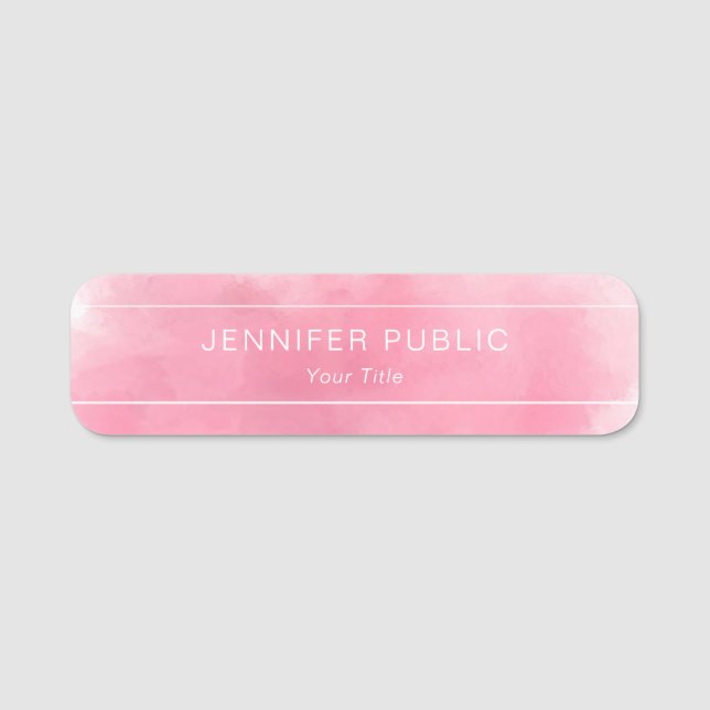 Porte-nom Élégant Aquarelle rose Modèle Professional Chic (Devant)