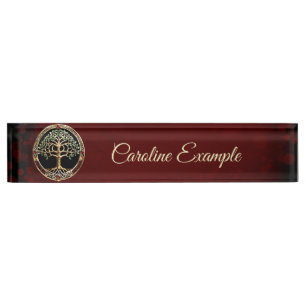 Porte-nom Élégant arbre noble de vie avec noeud celtique.