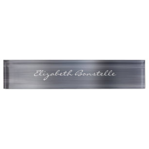 Porte-nom Élégant Argent Brossé Métal Écriture manuscrite
