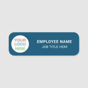 Porte-nom Elégant bleu profond & blanc : Logo d'entreprise E