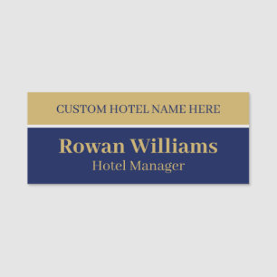 Porte-nom Élégant Blue Gold Custom ID Hotel Employé