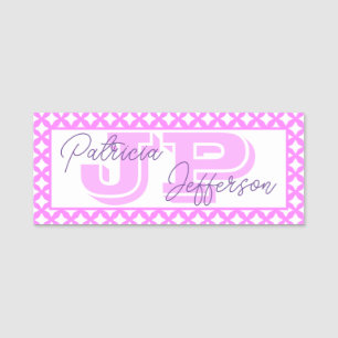 Porte-nom Elégant boubblegum rose maille sans fil : Monogram