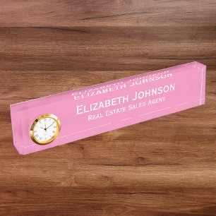 Porte-nom Élégant bureau professionnel moderne rose
