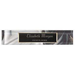 Porte-nom Elégant Cadre Or Design, Marbre