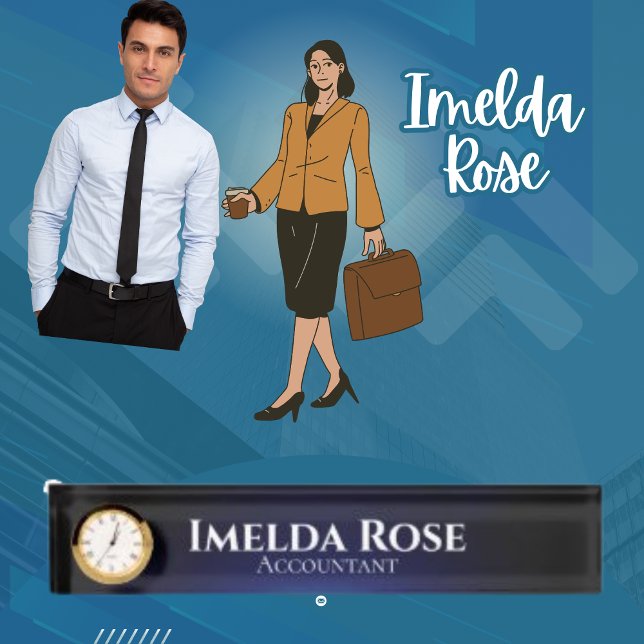 Porte-nom Élégant Chic Dark Simple Comptable (Créateur téléchargé)