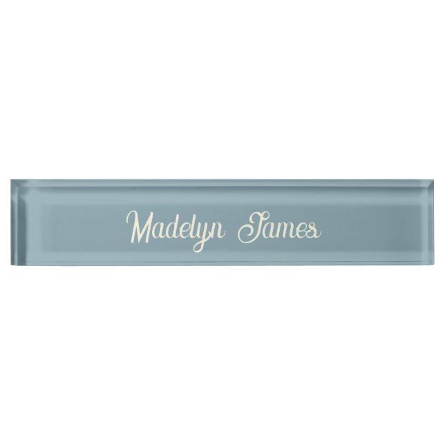 Porte-nom Elegant Chic Typography Dusty Blue Personalized (Devant)