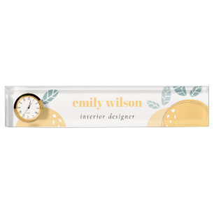 Porte-nom Élégant Citron mignon Abstrait Gras Citrus Fruité