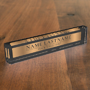 Porte-nom Élégant classique Faux Bronze Cuivre Brown Noir