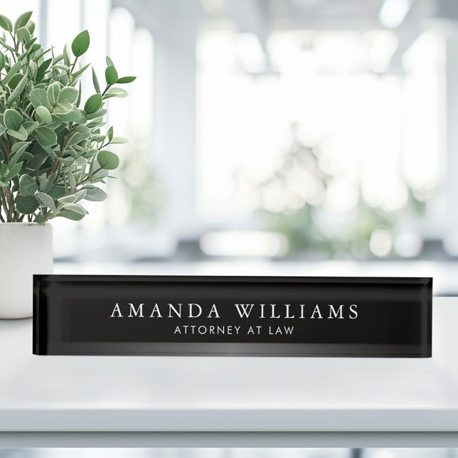 Porte-nom Elégant dégradé de satin noir et gris (Elegant black and gray satin gradient desk name plate)