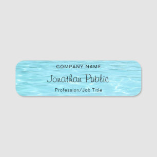 Porte-nom Élégant Design moderne Blue Water manuscrit Aqua