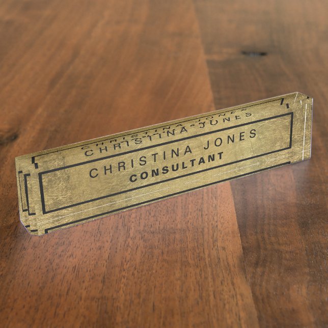 Porte-nom Élégant Faux Gold Foil Motif Entreprise (Taille)