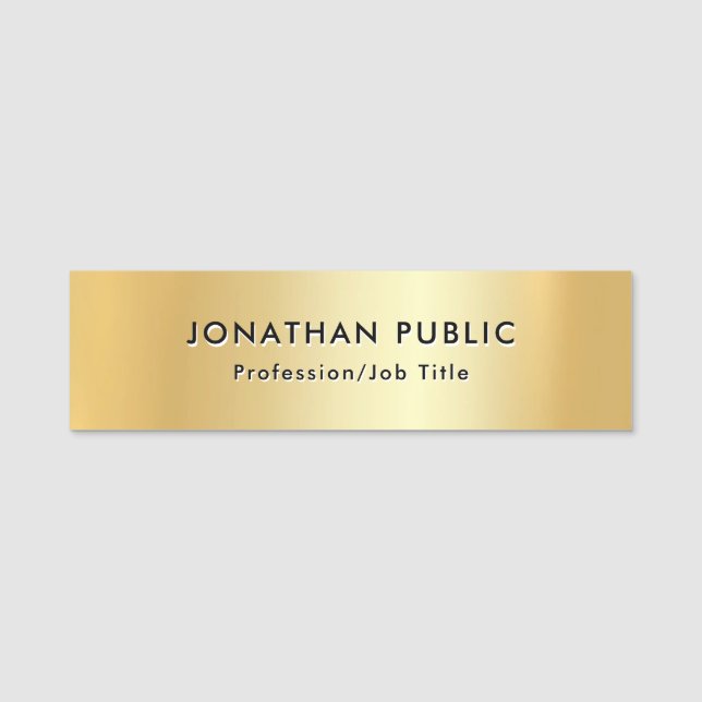 Porte-nom Élégant Faux Gold Modèle personnalisé Personnel em (Devant)