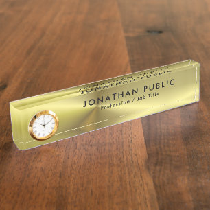 Porte-nom Elégant Faux Gold Nom Texte Modèle Moderne