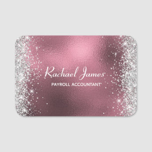 Porte-nom Élégant Glittery Blush Rose Gold Foil Nom Balise