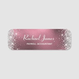 Porte-nom Élégant Glittery Blush Rose Gold Foil Nom Balise