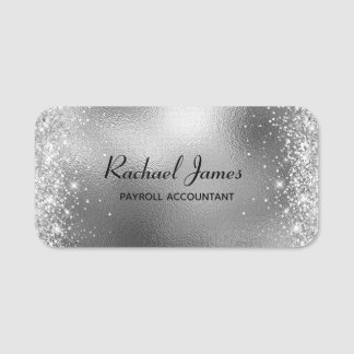 Porte-nom Élégant Glittery Silver Foil Nom balise