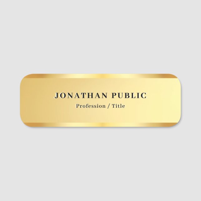 Porte-nom Elegant Gold Business Modern Simple Template (Devant)
