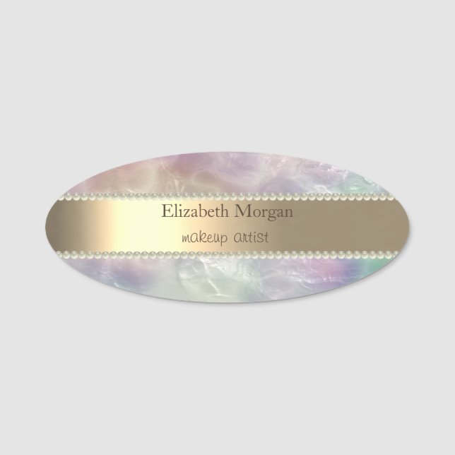 Porte-nom Elegant Gold Stripe, Parties scintillant Bokeh, Pe (Devant)