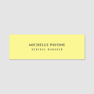 Porte-nom Élégant Jaune Clair Simple Plain Professionnel