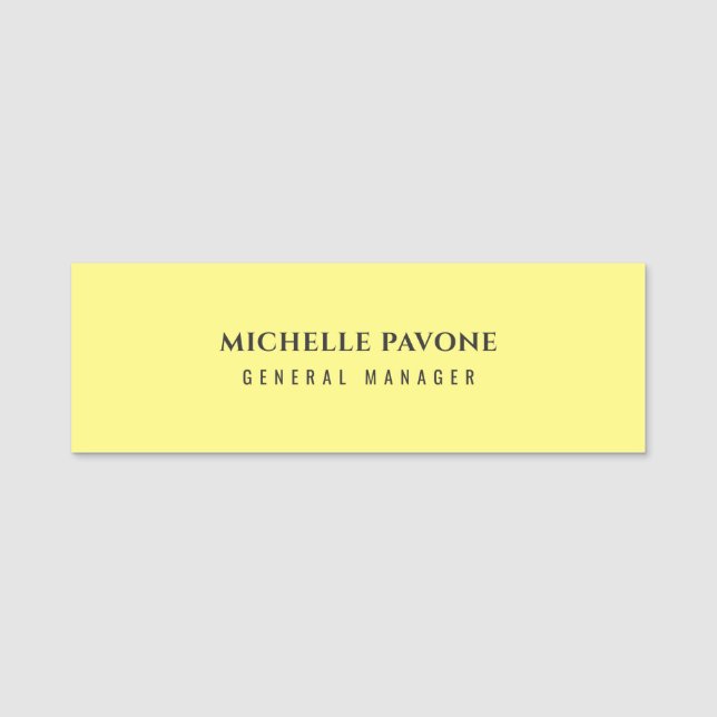 Porte-nom Élégant Jaune Clair Simple Plain Professionnel (Devant)