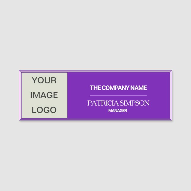 Porte-nom Élégant LOGO Professionnel Profond Purple Personna (Devant)