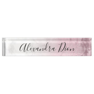 Porte-nom Élégant marbre parties scintillant d'or rose mod