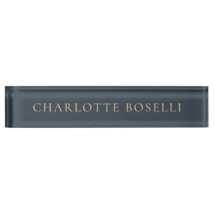 Porte-nom Élégant Minimaliste Classique Charbon Professionne