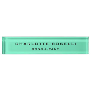 Porte-nom Élégant minimaliste professionnel bleu vert