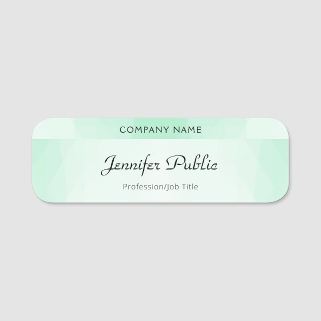 Porte-nom Élégant Mint Green Script manuscrit moderne (Devant)