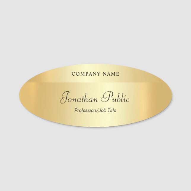 Porte-nom Élégant Modèle de script d'écriture manuscrite Gol (Devant)