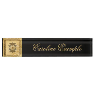 Porte-nom Elégant noeud celtique aux couleurs dorées.