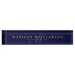 Porte-nom Élégant Nom exécutif minimal et monogramme Navy