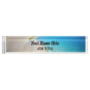 Porte-nom Elégant Ocean Blue Beach Signature Bureau Nom Plaq