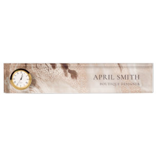 Porte-nom Elégant Or Parties scintillant Agate Marbre Textur