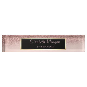 Porte-nom Élégant paillettes bokeh ombré de style, cadre