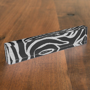 Porte-nom Elégant Parties scintillant noire Silver Zebra Pos
