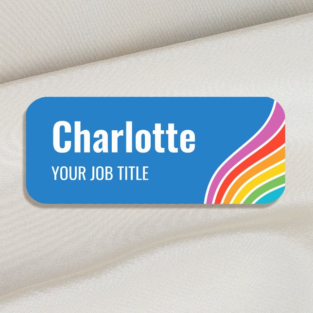 Porte-nom Élégant Rainbow Wave ID personnel bleu (Créateur téléchargé)