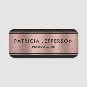 Porte-nom Élégant rose et noir métallique : classique glamou