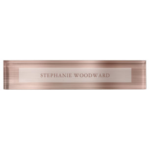 Porte-nom Élégant Rose Gold Faux Brossé Métal Foil