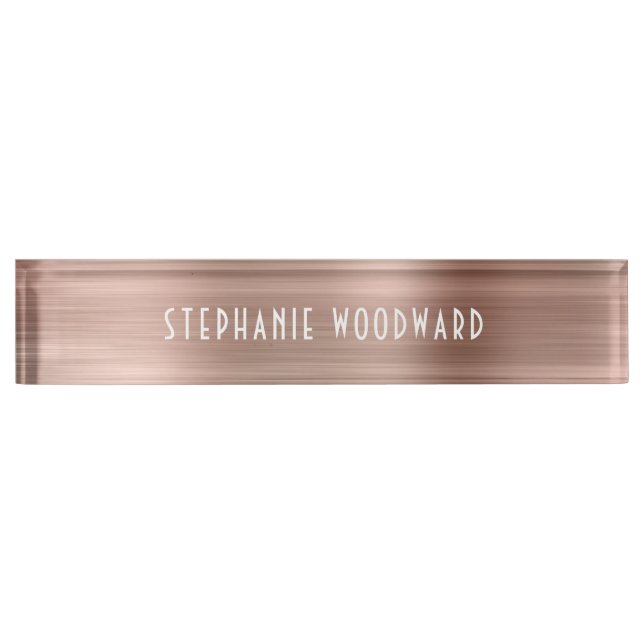 Porte-nom Elégant Rose Gold Faux brossé métal Foil Art Déco (Devant)