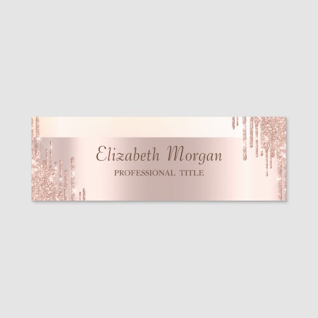 Porte-nom Elégant Rose  Gold Parties scintillant Drives (Devant)