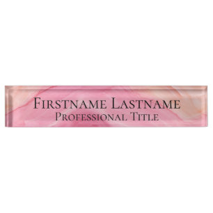Porte-nom Élégant rose moderne marbre Acrylique